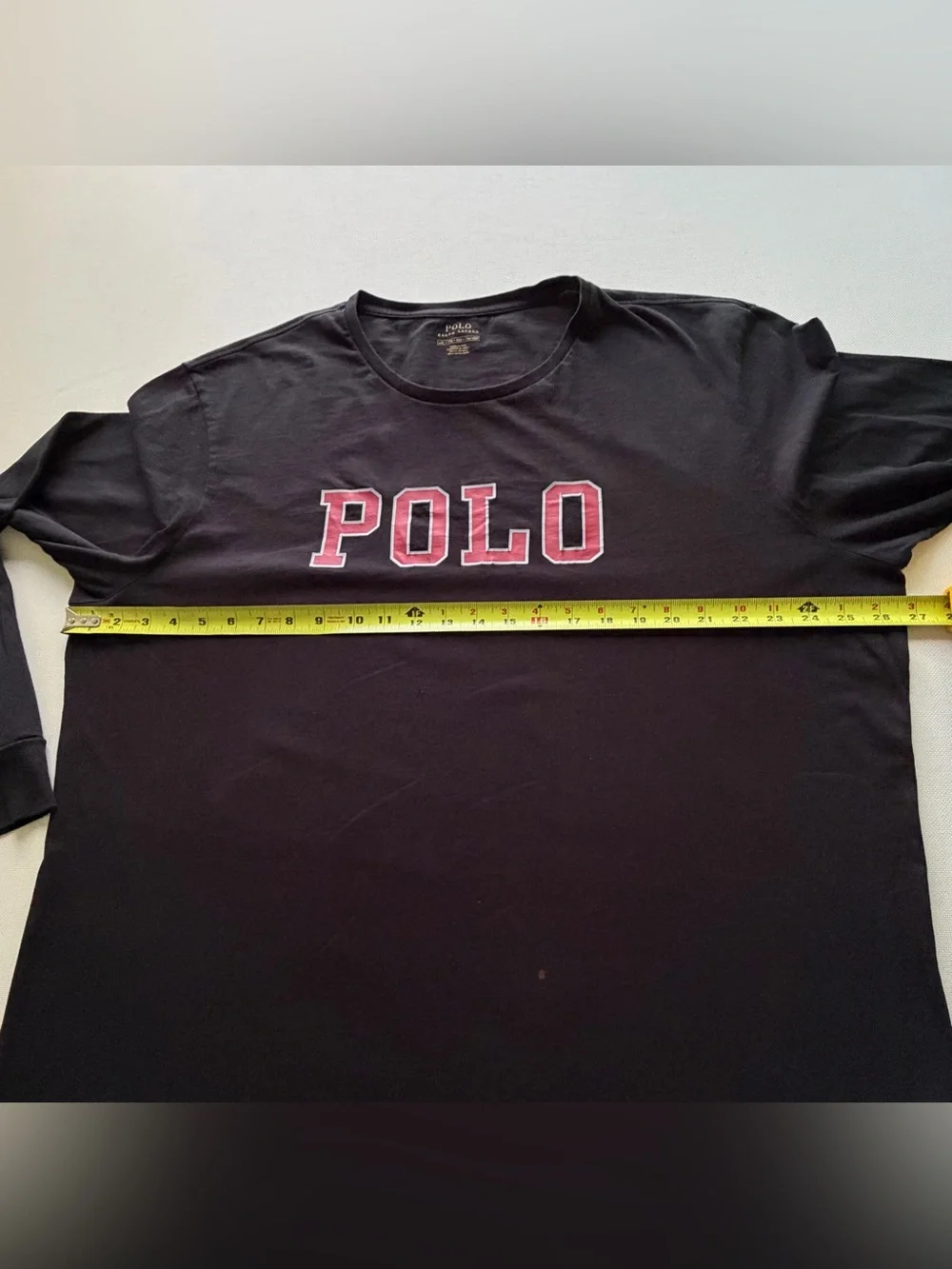 Polo by Ralph Lauren Black Long-Sleeve Tee with Red POLO Chest Logo XXL